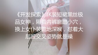 《开发探索》JK装短裙黑丝极品女神，隔着内裤磨蹭小穴，换上女仆装跪地深喉，怼着大屁股交叉姿势就是操