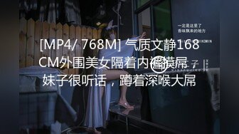 [MP4/ 768M] 气质文静168CM外围美女隔着内裤摸屌，妹子很听话，蹲着深喉大屌