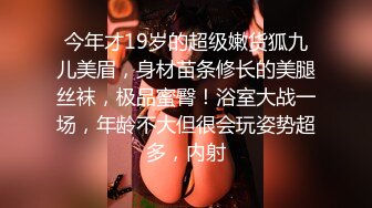 今年才19岁的超级嫩货狐九儿美眉，身材苗条修长的美腿丝袜，极品蜜臀！浴室大战一场，年龄不大但很会玩姿势超多，内射