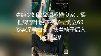 清纯少妇致命诱惑操良家，揉捏臀部半脱下裤子，倒立69姿势深喉口交，扶着椅子后入抽插猛操