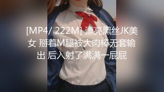 [MP4/ 222M] 漂亮黑丝JK美女 掰着M腿被大肉棒无套输出 后入射了满满一屁屁